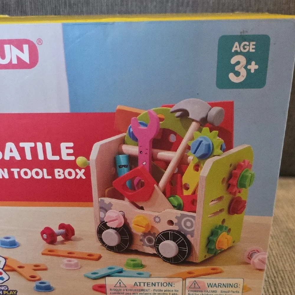 Versatile Wooden Tool Box‎ for Kids - Multicolor By Syncfun. New In Box.
